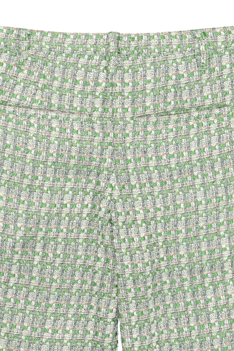 boucle wide leg pleated trouser - green