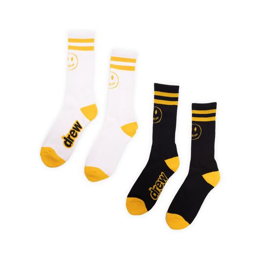 2 pack mascot stripe socks - black/white