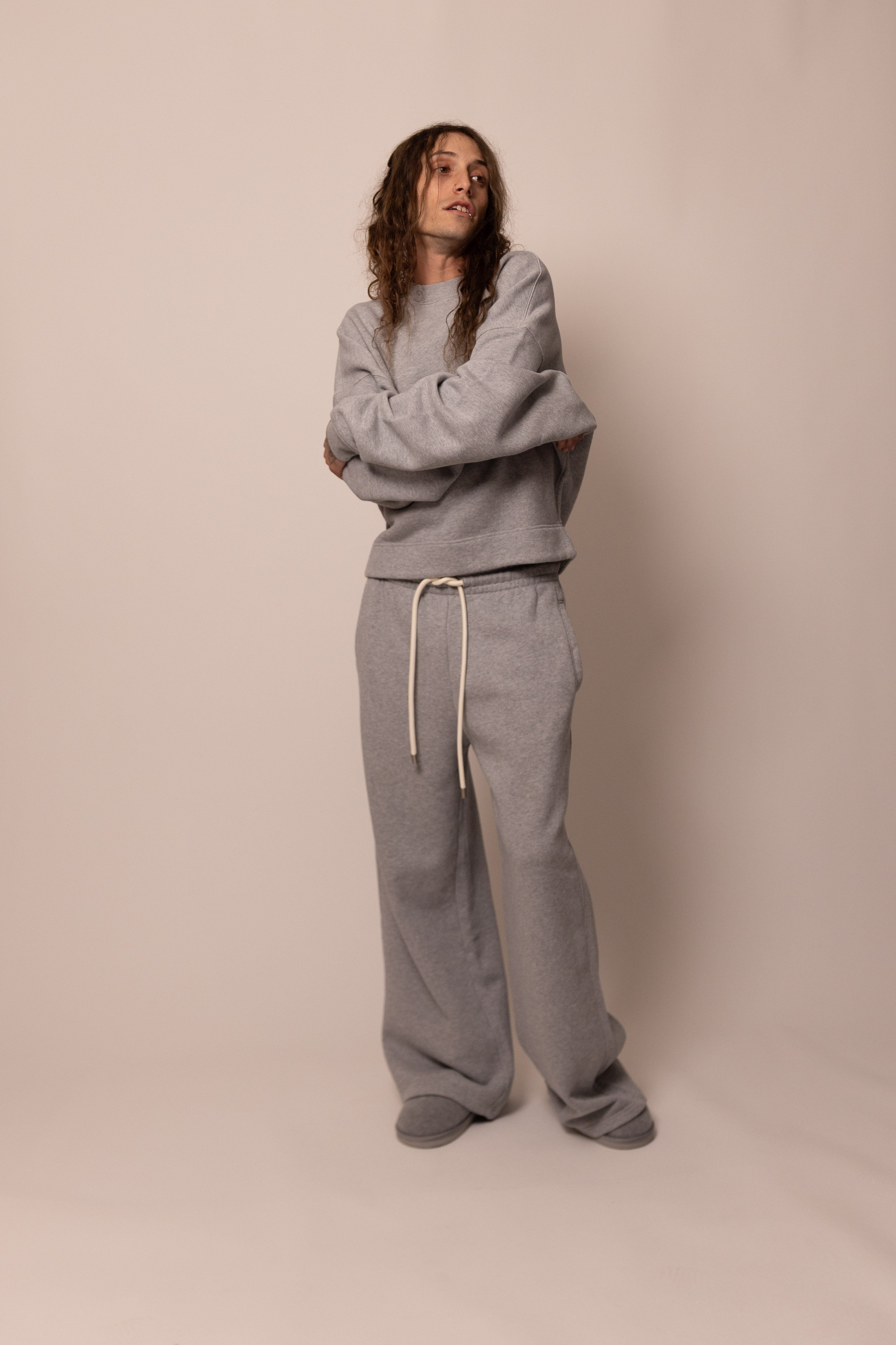 wide leg sweatpant - heather grey – drew house