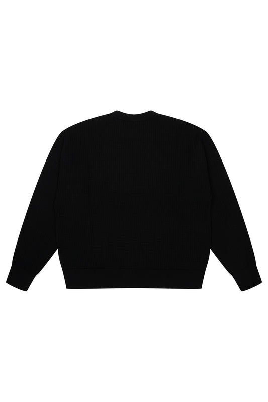 sketch mascot waffle sweater - black