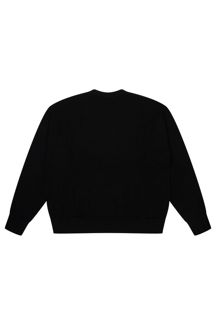 sketch mascot waffle sweater - black