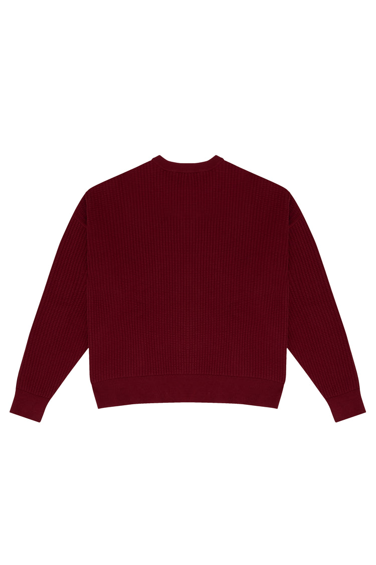 sketch mascot waffle sweater - burgundy