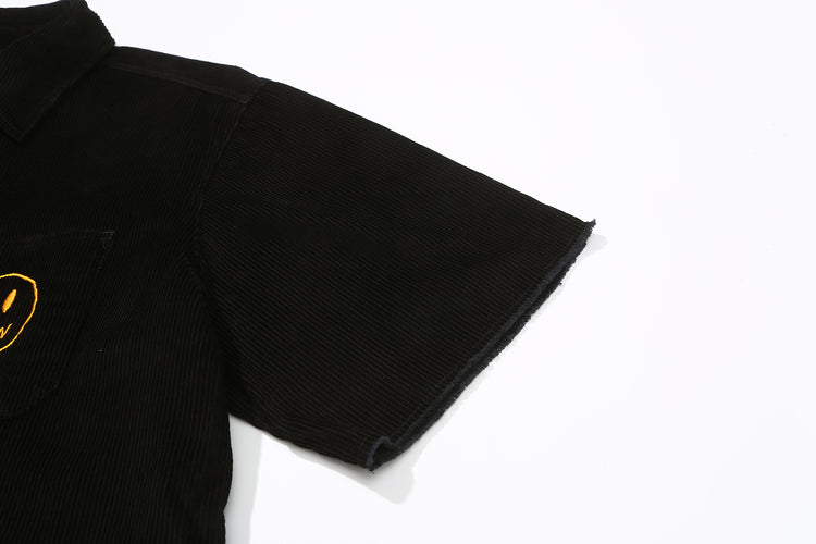 corduroy ss shirt - black