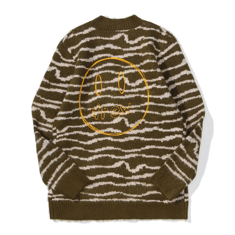 sketch mascot squiggle cardigan - olive/ivory