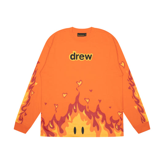 drew house fire ls tee - orange