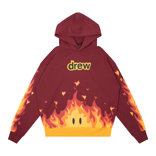 drew house fire hoodie - burgundy