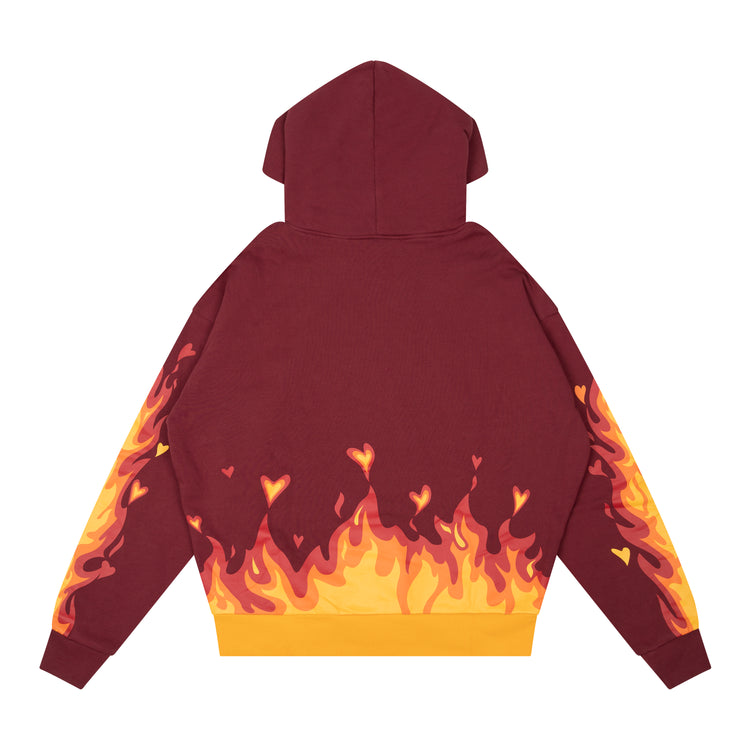 drew house fire hoodie - burgundy