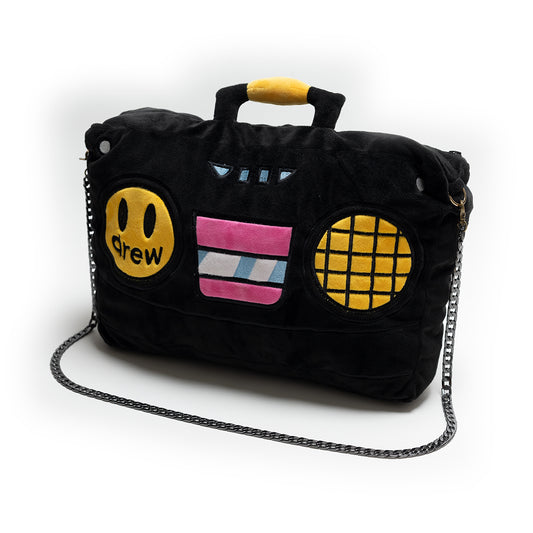 XL boombox plush purse - black