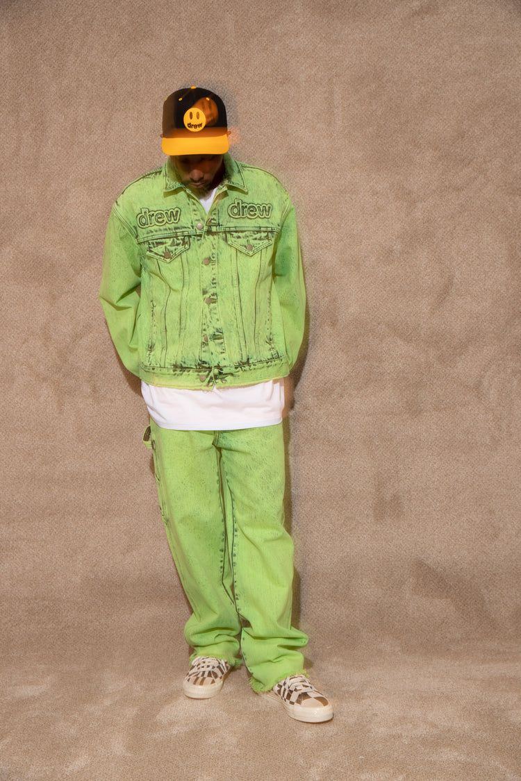 oversized trucker jacket - painted lime