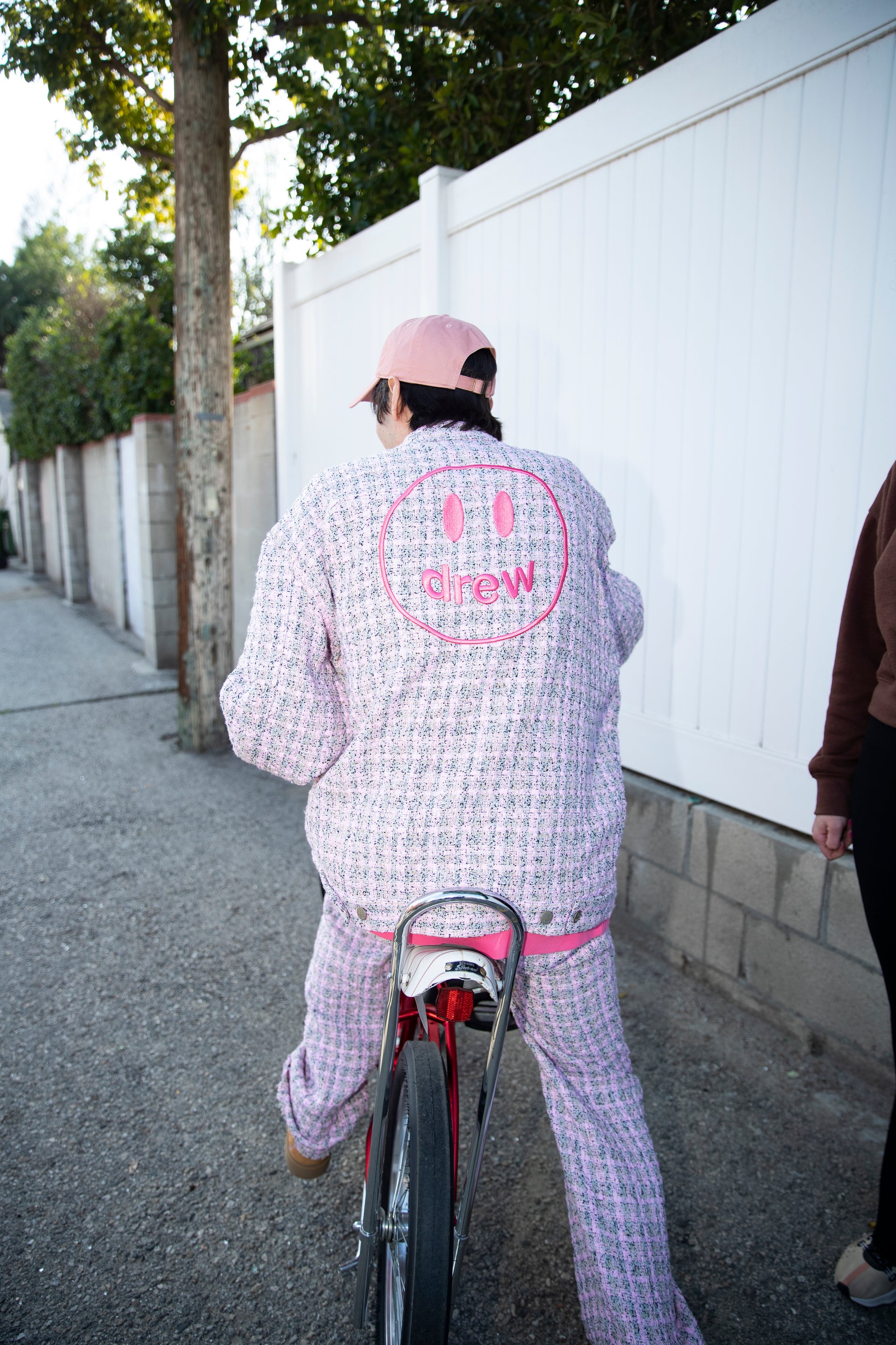 boucle mascot oversized trucker jacket - pink