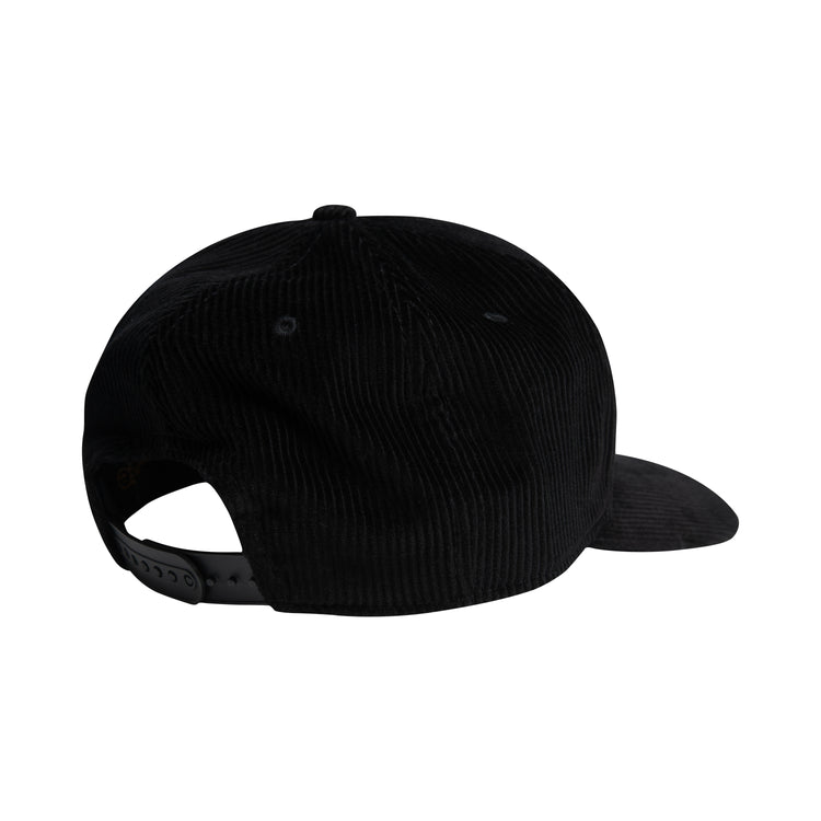 corduroy secret snapback - black