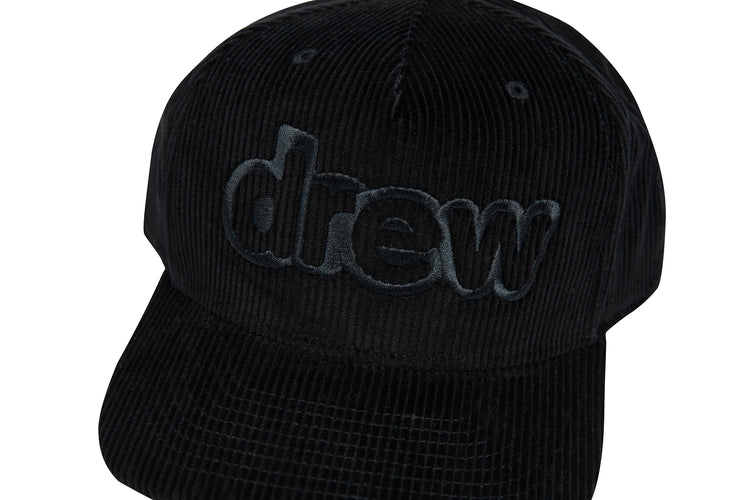 corduroy secret snapback - black