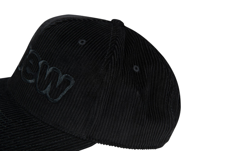 corduroy secret snapback - black