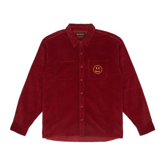 corduroy ls shirt - burgundy