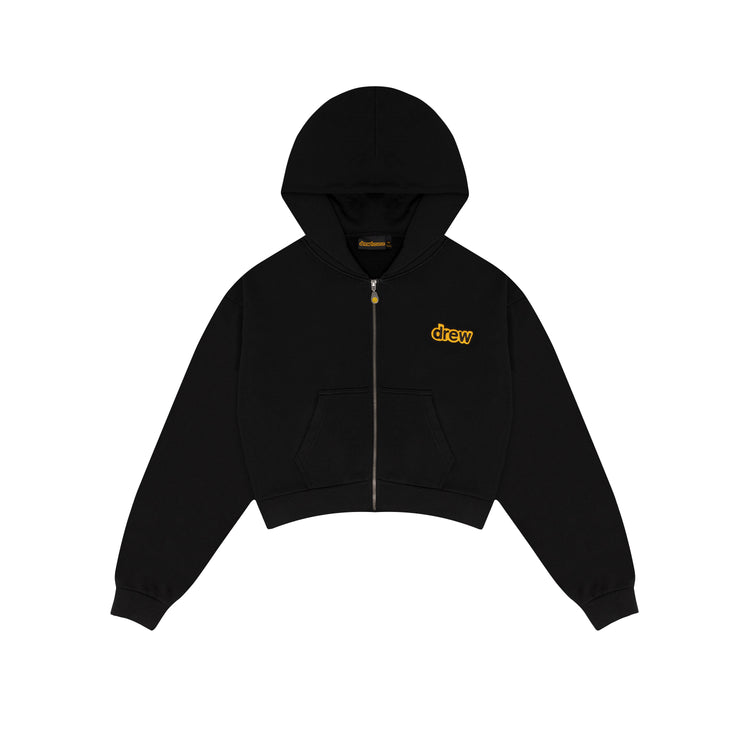 cropped zip up hoodie - black