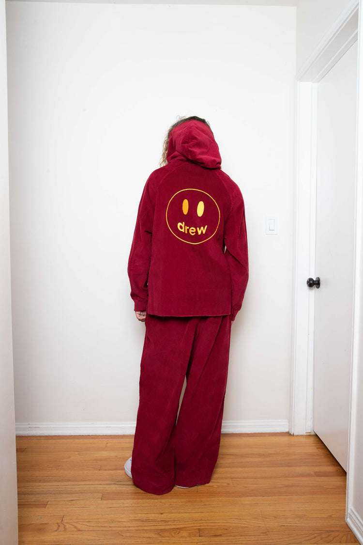 corduroy hoodie - burgundy