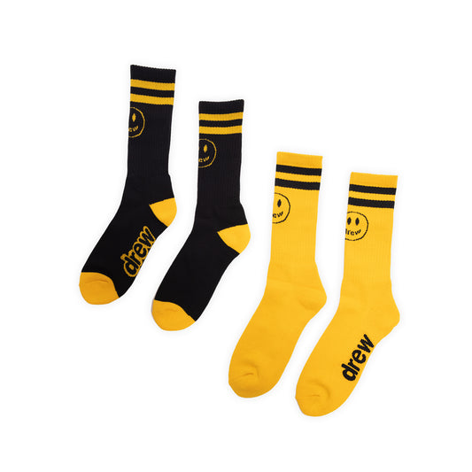 2 pack mascot stripe socks - black/golden yellow