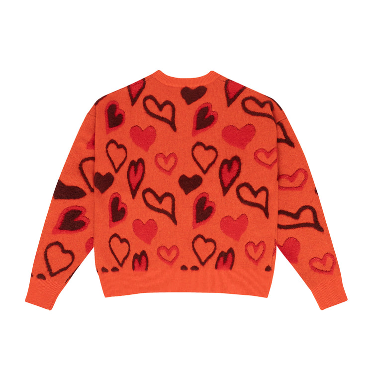 scribble hearts sweater - orange