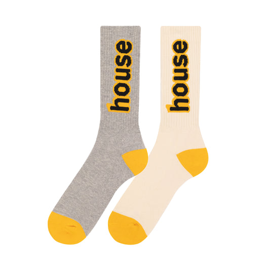 drew house socks 2pk - heather grey/off white
