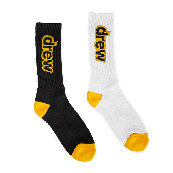 drew house socks 2pk - black/white