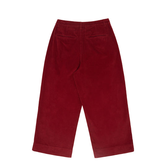 ultra wide leg corduroy carpenter pant - burgundy