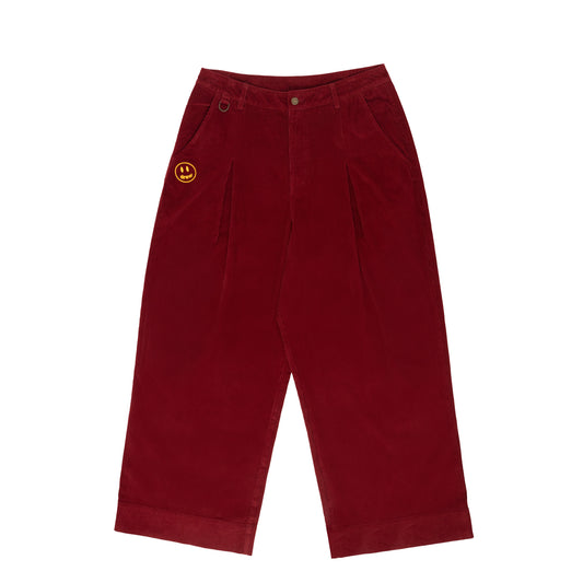 ultra wide leg corduroy carpenter pant - burgundy