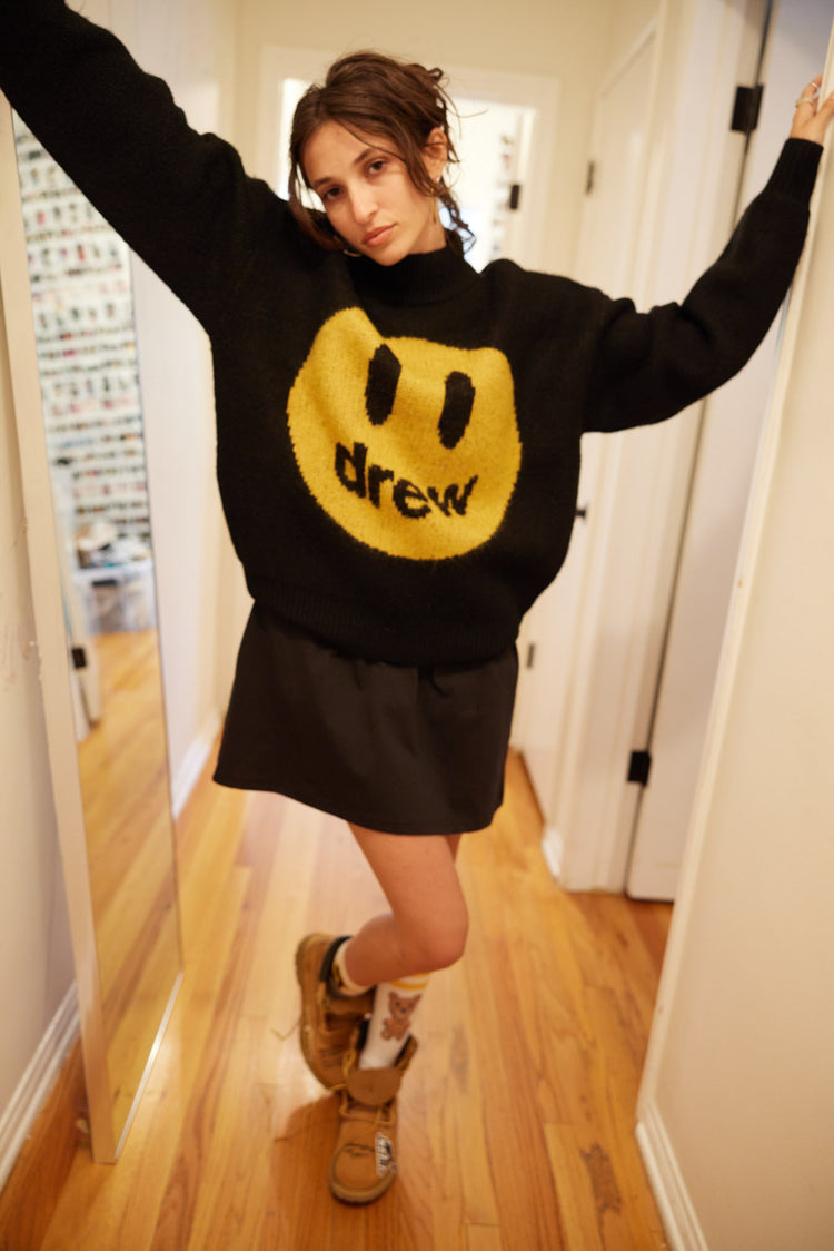 mascot funnel neck sweater - black