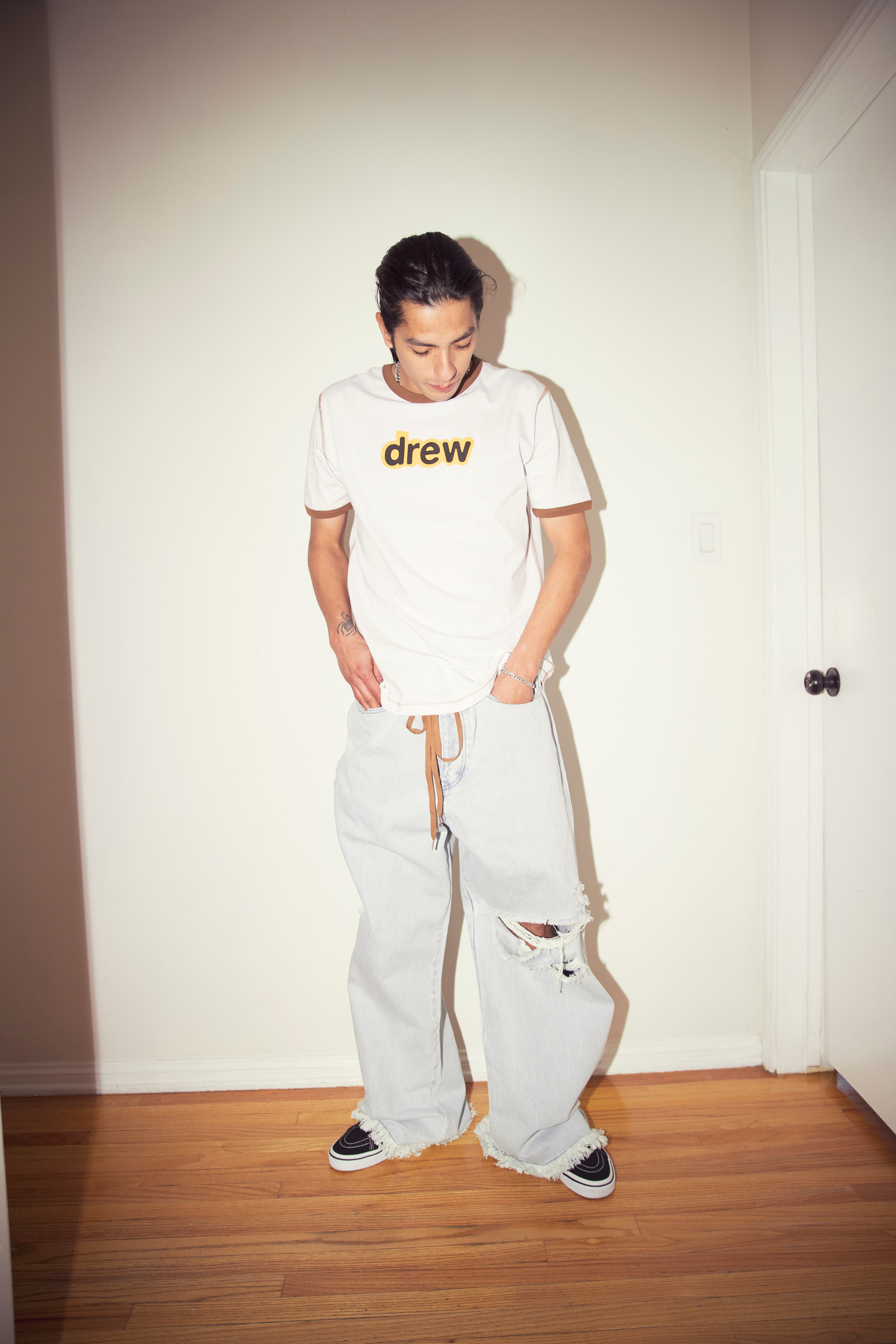 パンツ Drew House Distressed Threodore Jean ultra wide leg jean - distressed vintage indigo – drew house