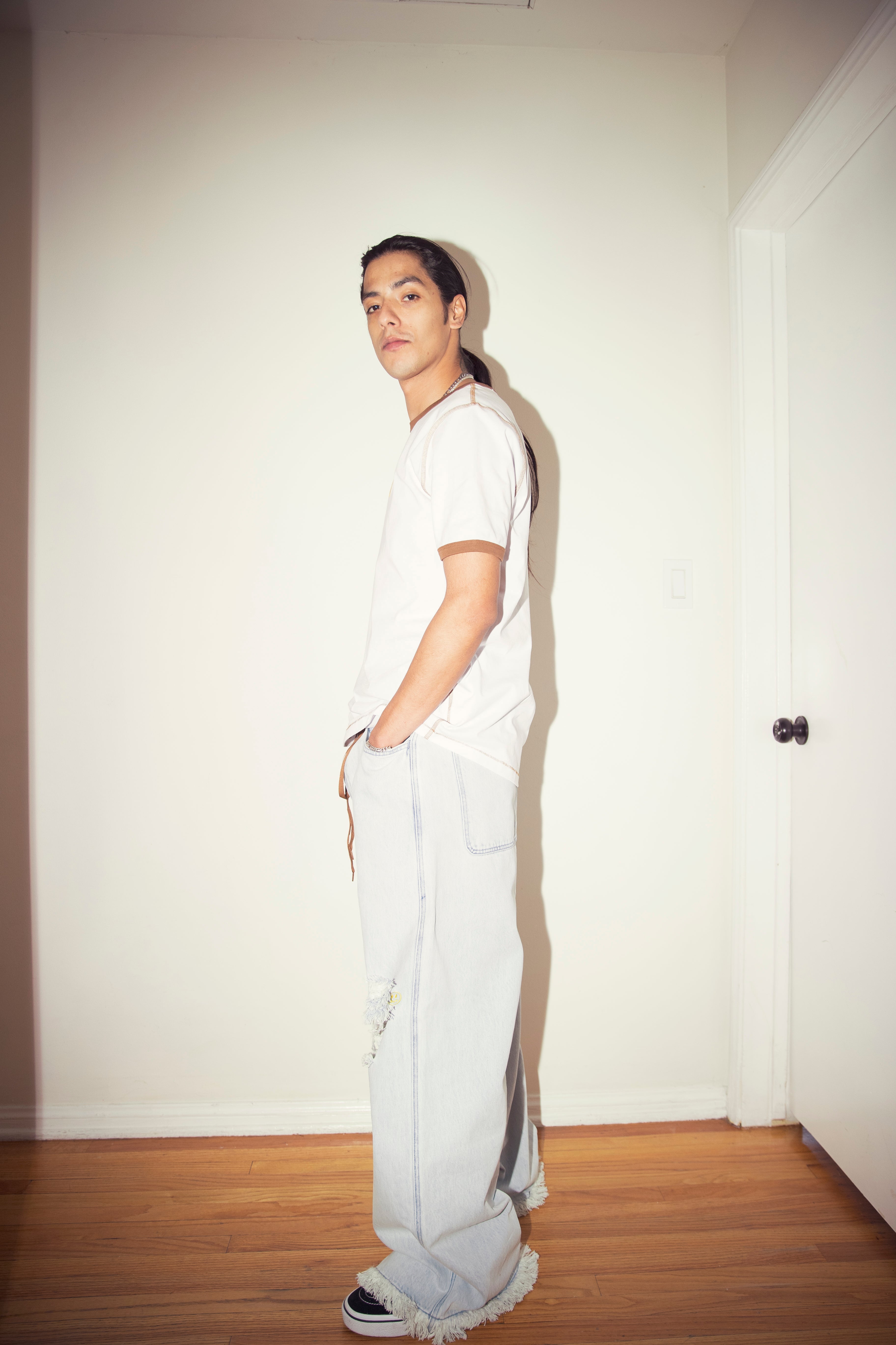 ultra wide leg jean - distressed vintage indigo – drew house