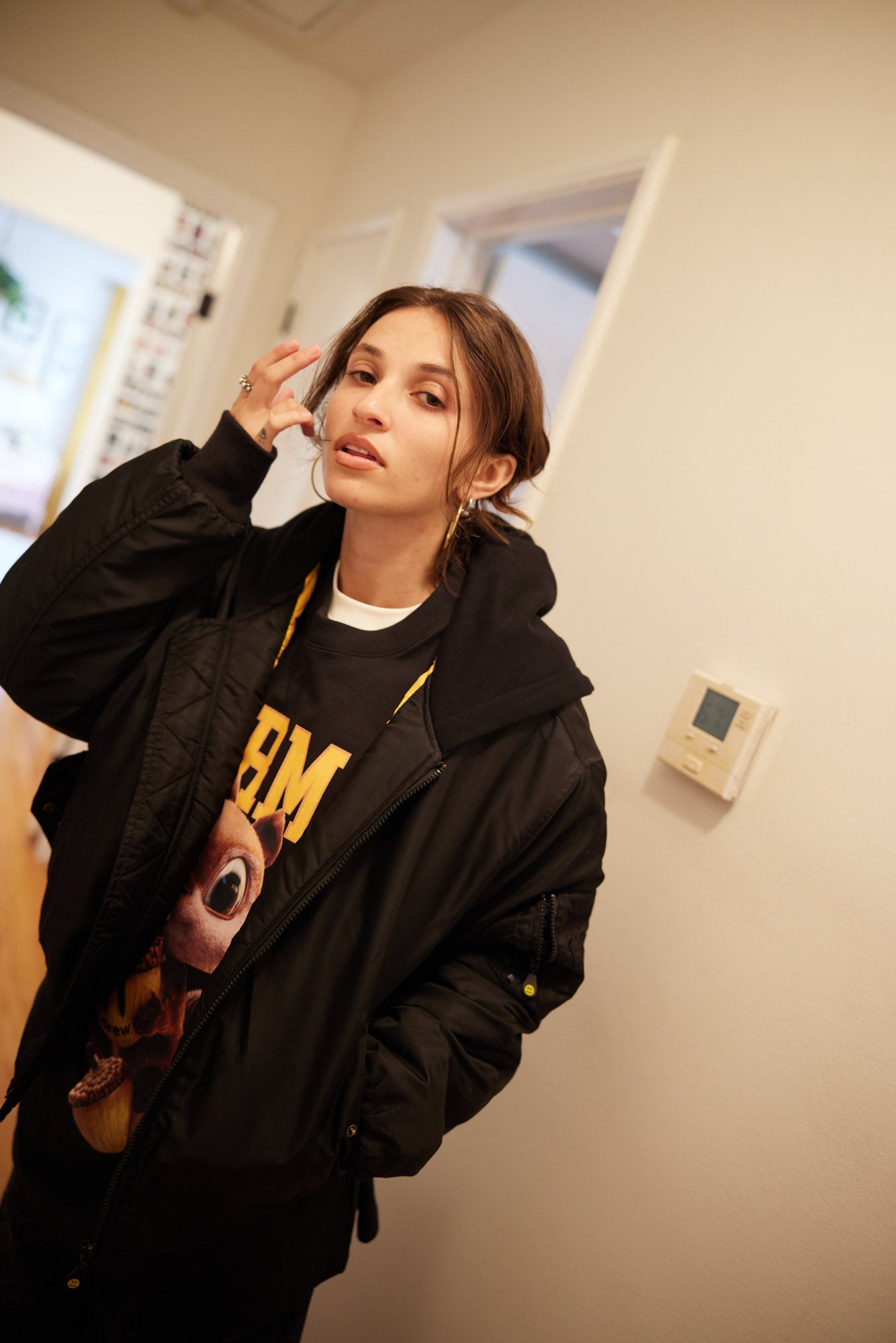 mascot hooded bomber jacket - black – drew house